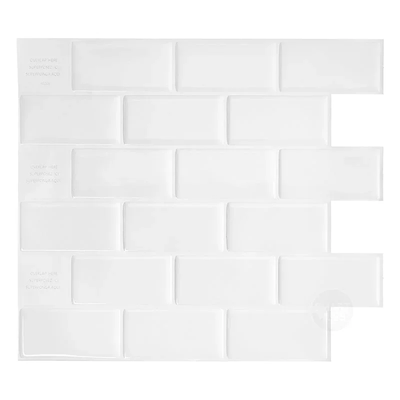 Smart Tiles Peel and Stick Backsplash, 10 Adhesive Tiles, Subway White, 10,95"x9,7" 2835