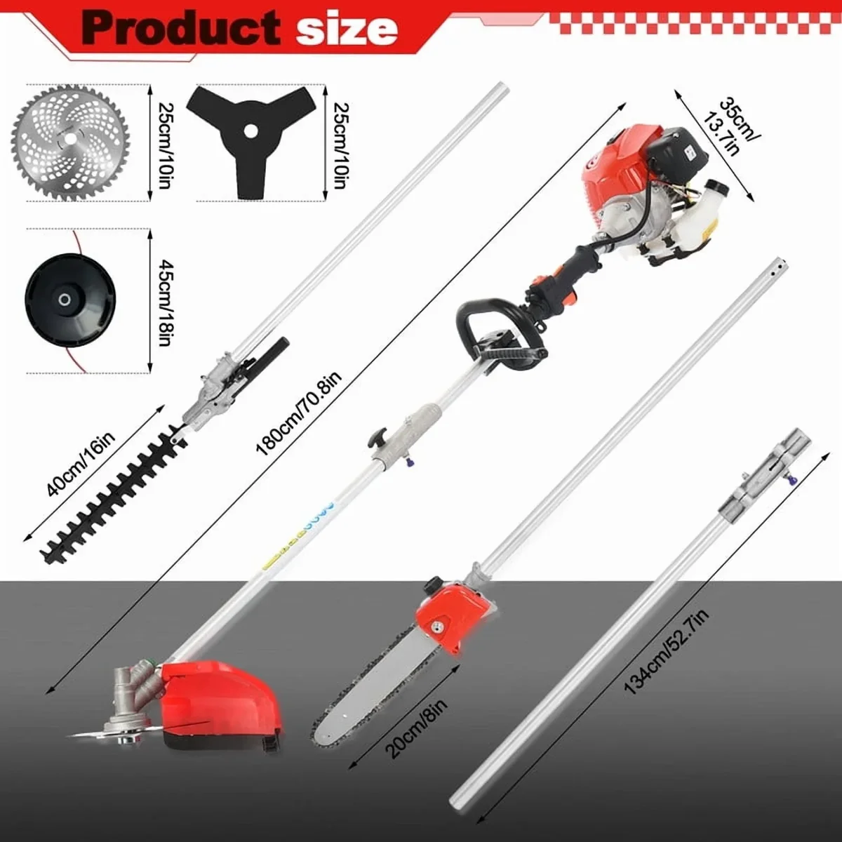 WETS 52CC 2-Cycle Gas Weed Wacker, 5 in 1 Gas Weed Eater, 2025 Upgraded Weed Eater Gas Powe, 9500rpm High Power Gas String Trimmer, Brush Cutter for Y 0103