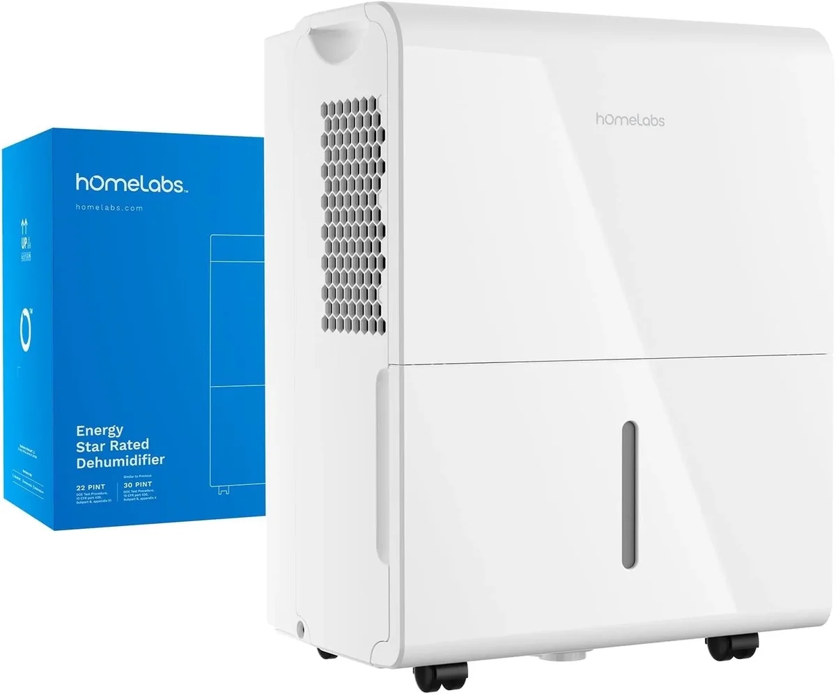 hOmeLabs 22 Pint Wi-Fi Dehumidifier for up to 3,000 Sq Ft Rooms (MAX 56 Pint at 95°F, 90% RH) – Compact, Smart Moisture Control for Home, Bedr 4674