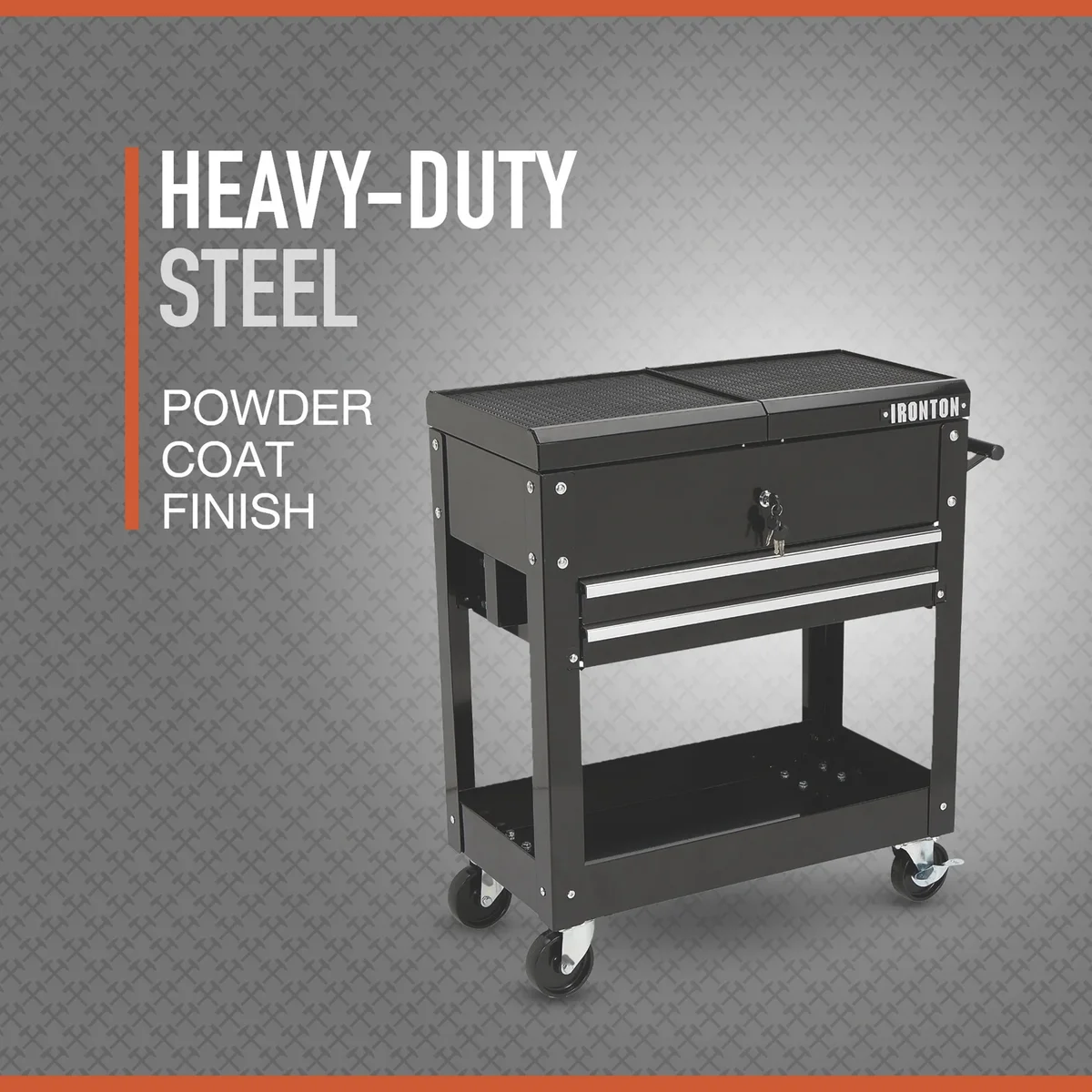 Ironton 2-Drawer Tool Cart, 30-1/2in.L x 14-1/2in.W x 33in.H, 350-Lb. Capacity 2740
