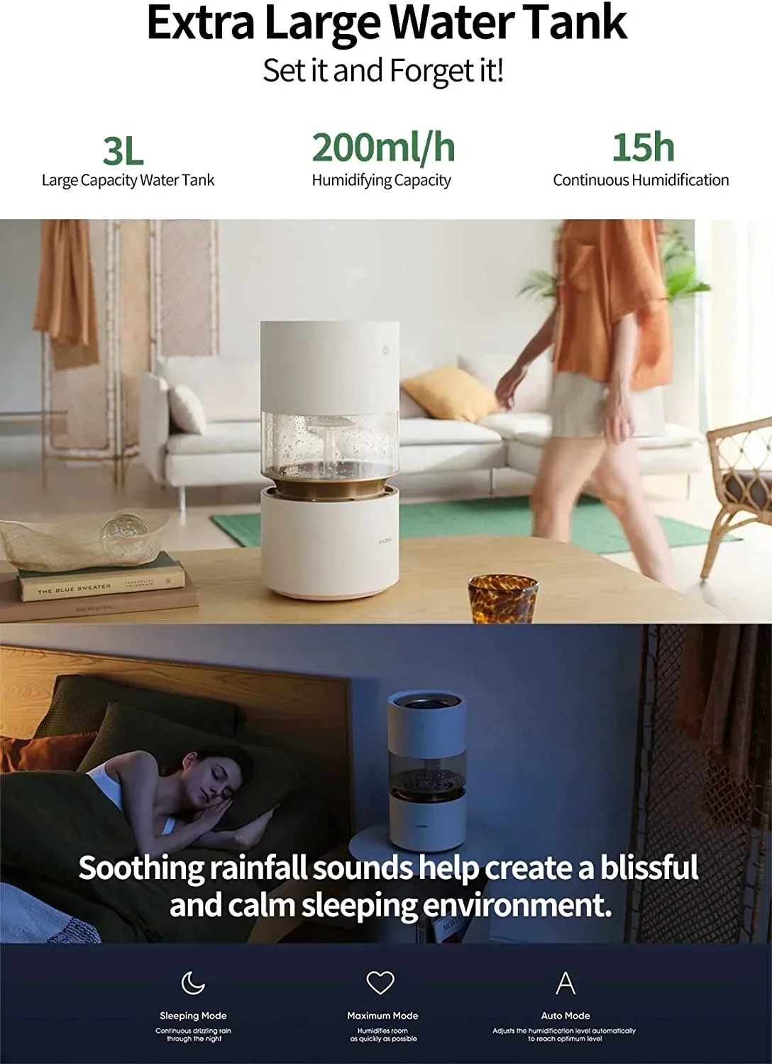 Everdaily Essentials Rainforest 3L Evaporative Smart Humidifier 8098