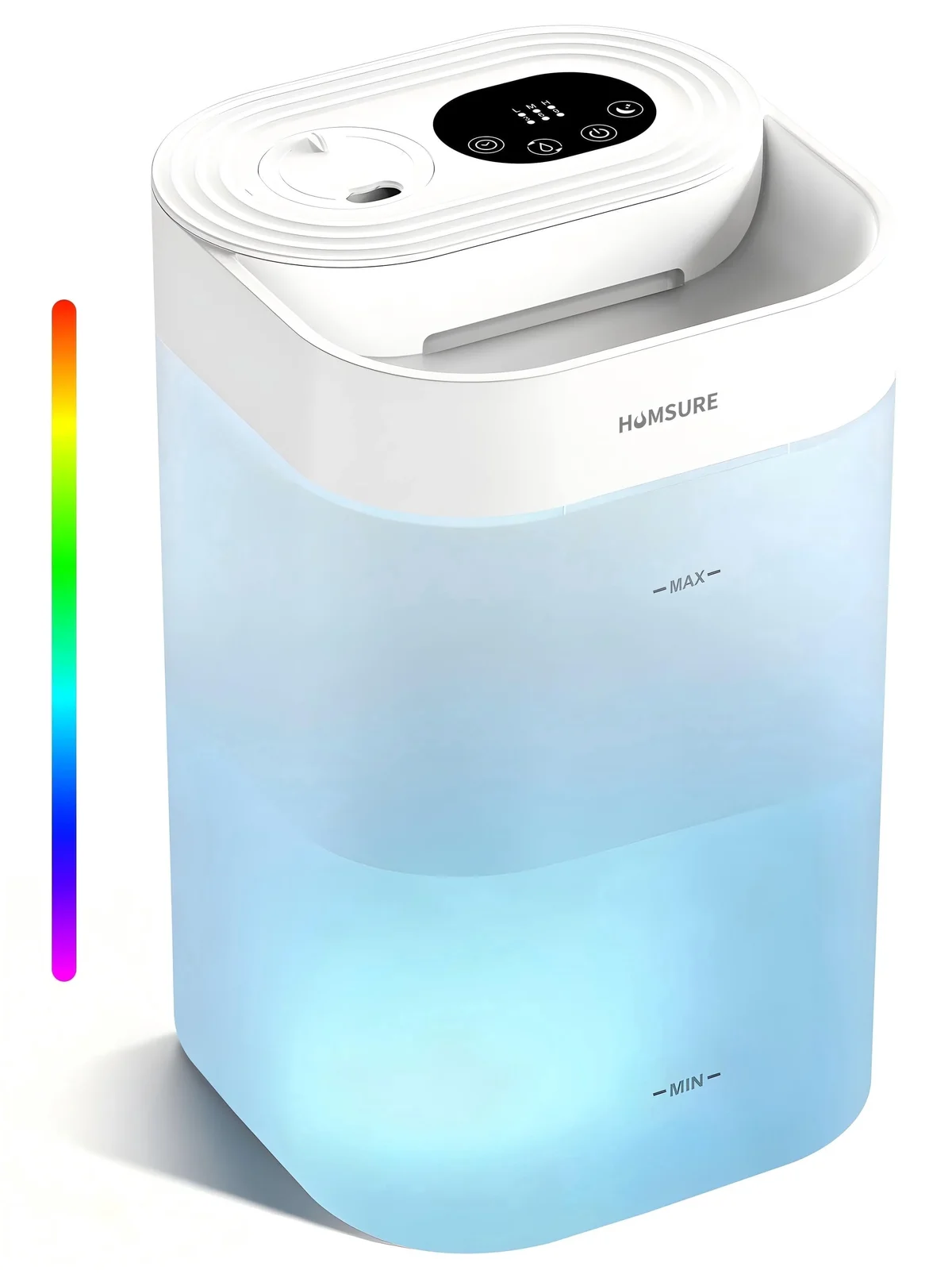 HUMSURE Bedroom Humidifier, 4.5L Cool Mist Floating for Household Plants, Silent Ultrasonic Humidifier, Aromatic Multi-Colour Controllable Light, 6486