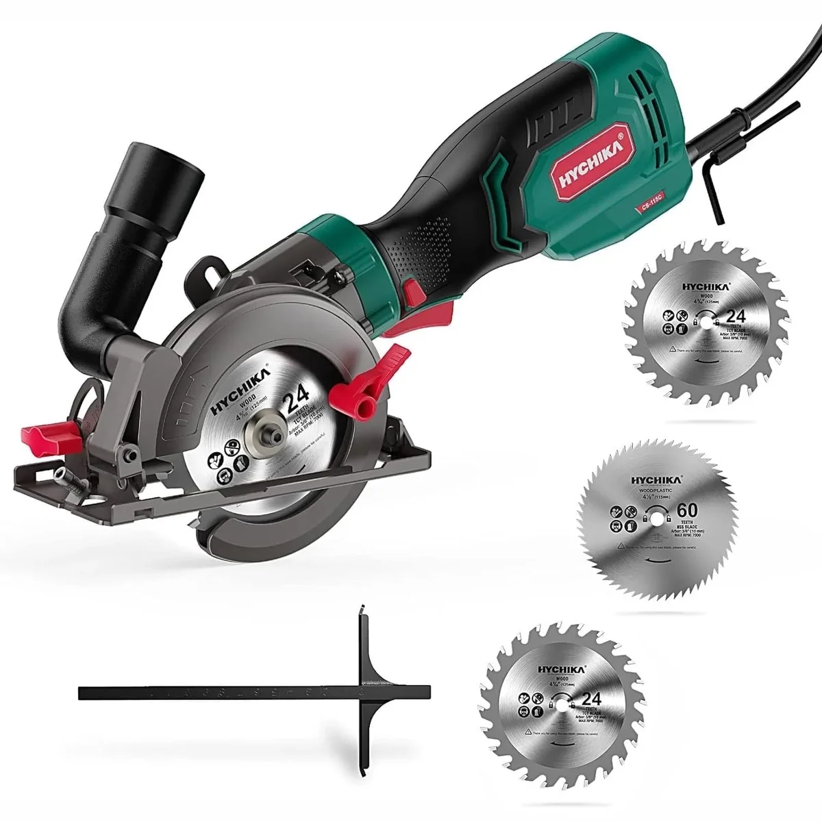 HYCHIKA 750W Compact Circular Saw, 6.2A, 120V, 3500 RPM, TCT Blade 6198