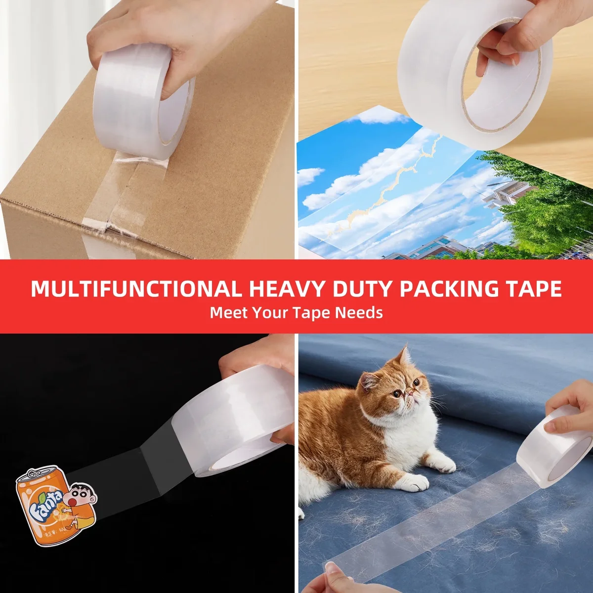 YOSINT 4 Rolls Heavy Duty Packing Tape, 2.7 mil Clear Shipping Tape, 1.88 inch x 65 Yards per Roll, Strong Adhesive for Packaging, Mailing, Moving & Sto 5702