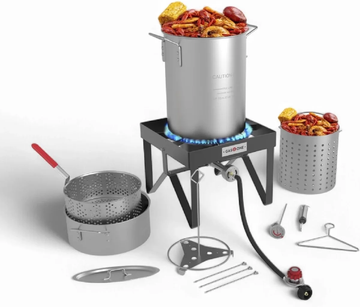 Gas One Seafood Boil Kit, 30QT & 10QT Propane Burner Set for Crawfish, Crab, Shrimp, Lobster, Turkey 2060