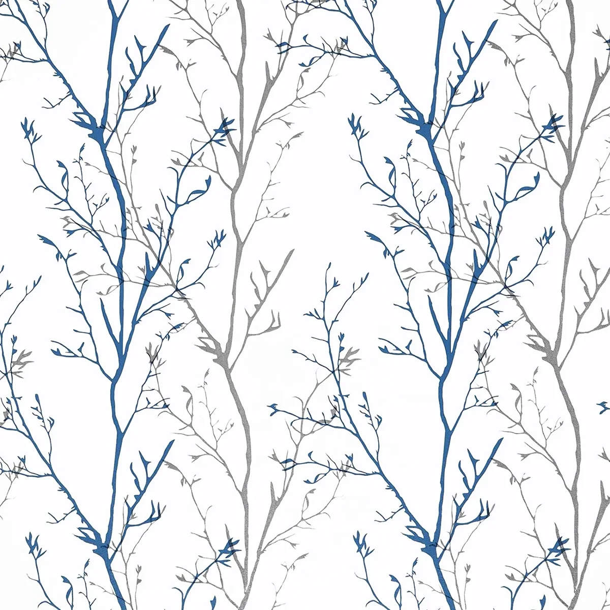 Caltero Peel and Stick Wallpaper Grey Blue Tree Branch Self Adhesive Wallpaper,17.7" x 118" 8927