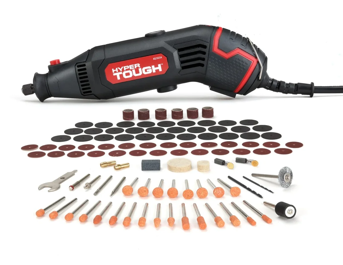 Hyper Tough 1.5 AMP Corded Rotary Tool with 105 Accessories, 120V Variable Speed and Storage Case 0087