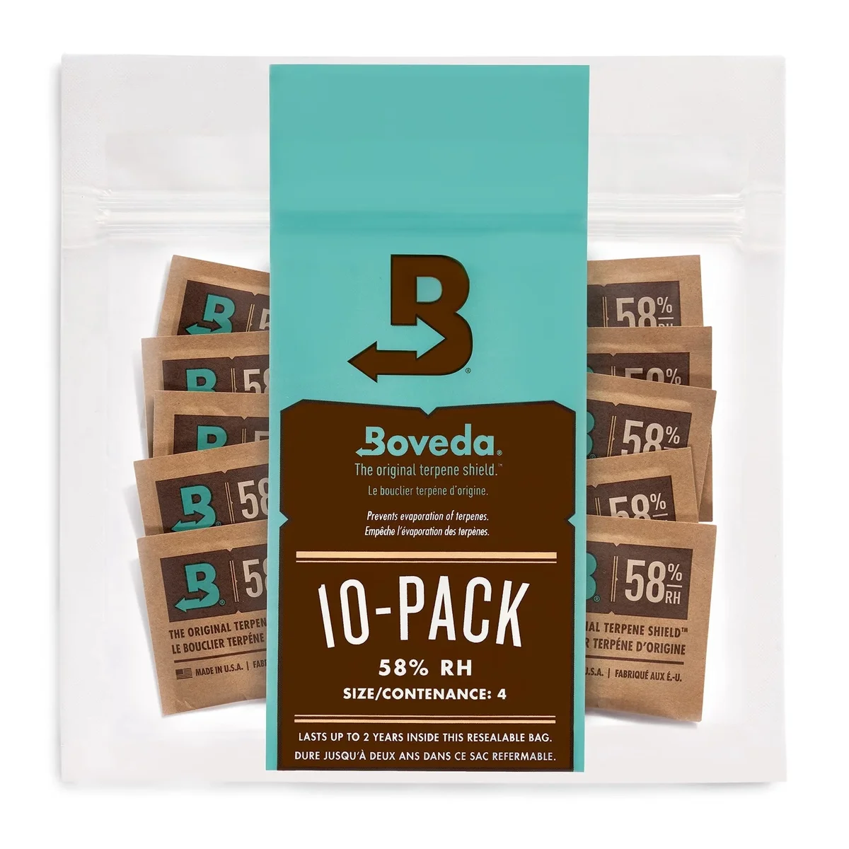 Boveda 58% Two-Way Humidity Control for Storing ½ oz – Size 4 – 10 pack – Moisture Absorbers for Small Storage Containers  – Hydration p 4274