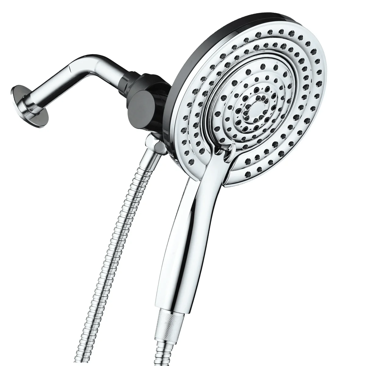 BLACK+DECKER Dual Shower Head with 5 Spray Settings and Detachable Wand and Stainless Steel Hose, Chrome 6832