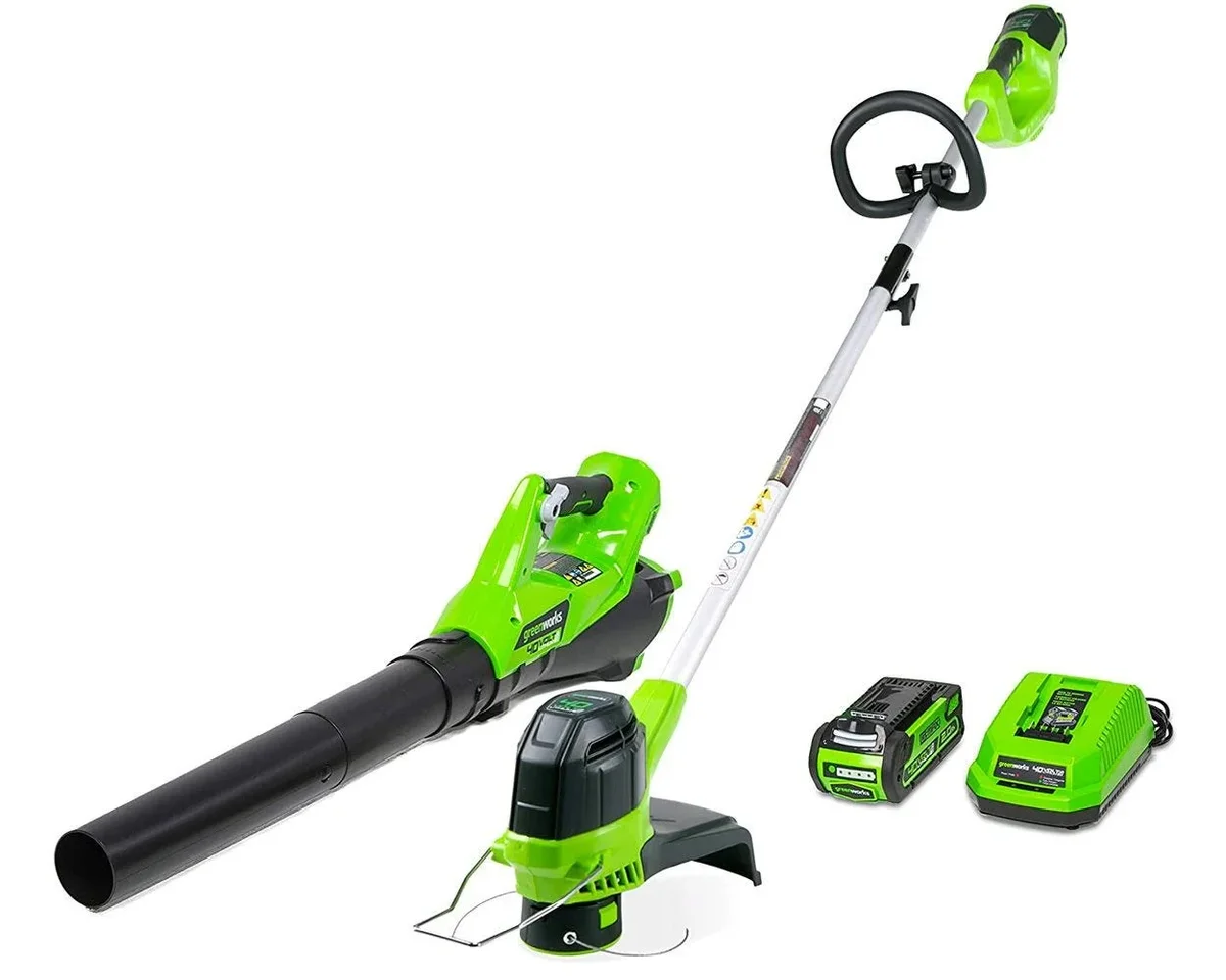 Greenworks 40V String Trimmer/Leaf Blower Combo with 2.0 Ah Battery, 1301202 5826
