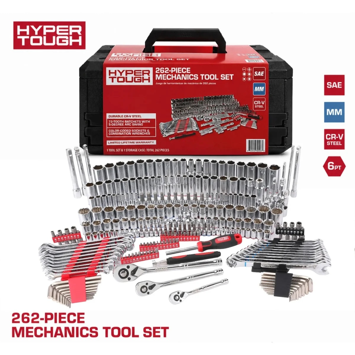 Hyper Tough 262-Piece Mechanics Tool Set (SAE and mm) 8589