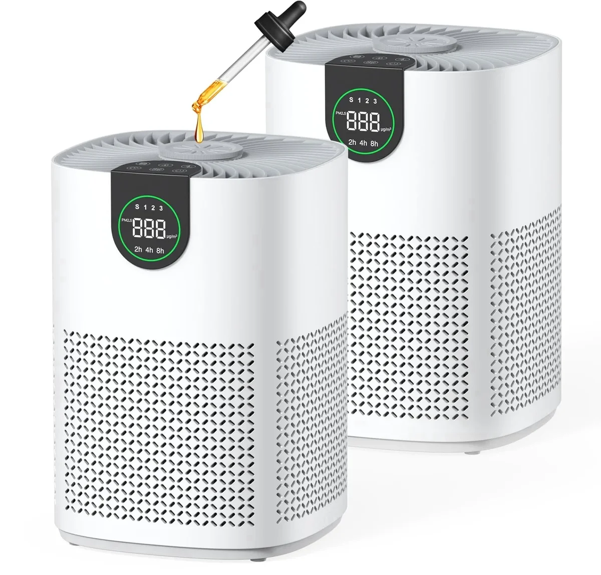 VEWIOR 2 Pack Air Purifiers for Home, Air Purifiers for Bedroom Large Room up to 1200 Sq.ft with H13 HEPA Washable Filter, Aromatherapy, PM2.5 Di 5649
