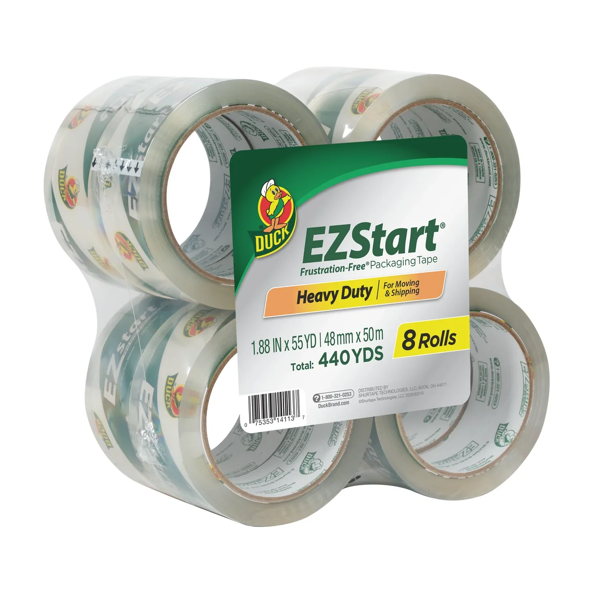Duck Brand Duck EZ Start Clear Packaging Tape, 1.88 in. x 55 yd., 8 Rolls 3315