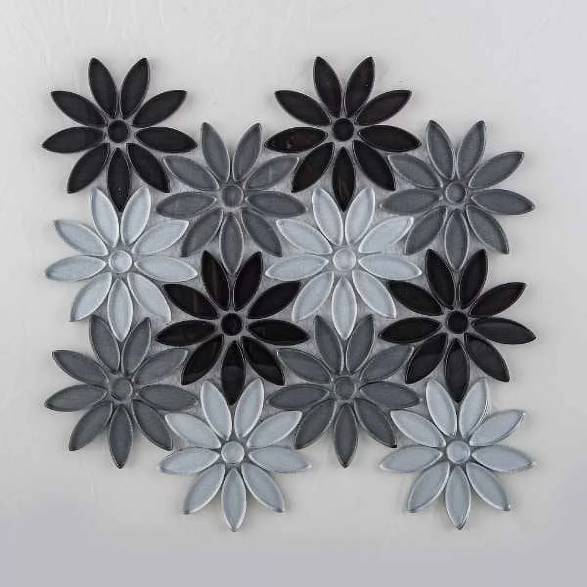 Everdaily Essentials Fresh Ticia Gray Floral Pattern Polished Glass Mosaic Wall and Floor Tile 5578