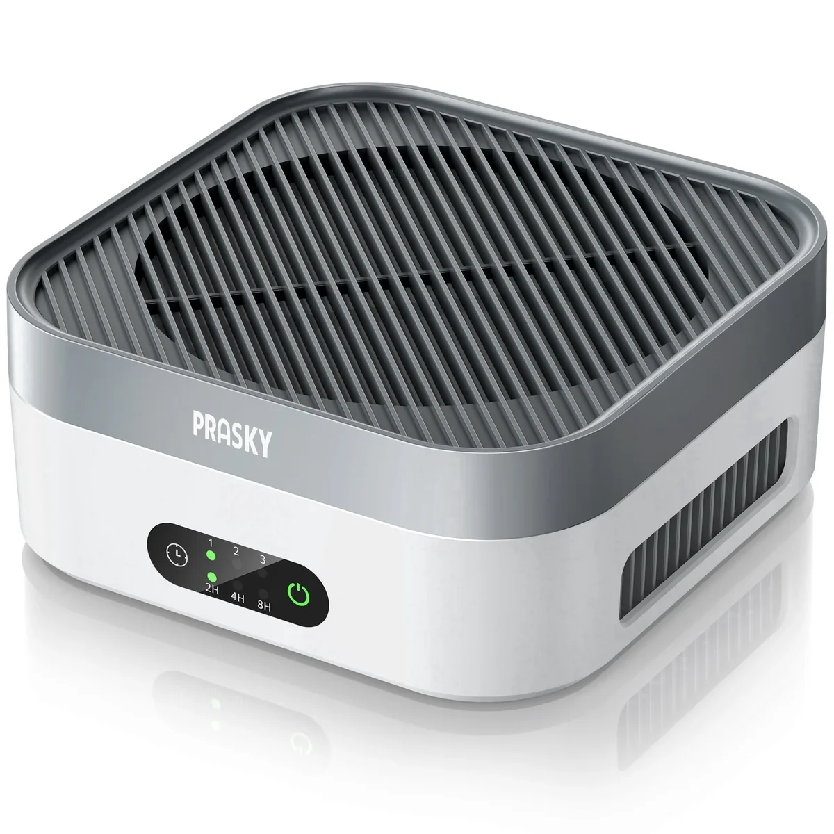 PRASKY Air Purifier for Home 600 Sq Ft Coverage, True HEPA Filter for Pets, Smoke & Allergies | Quiet & Portable for Bedroom/Travel/Car (Gray) 6731