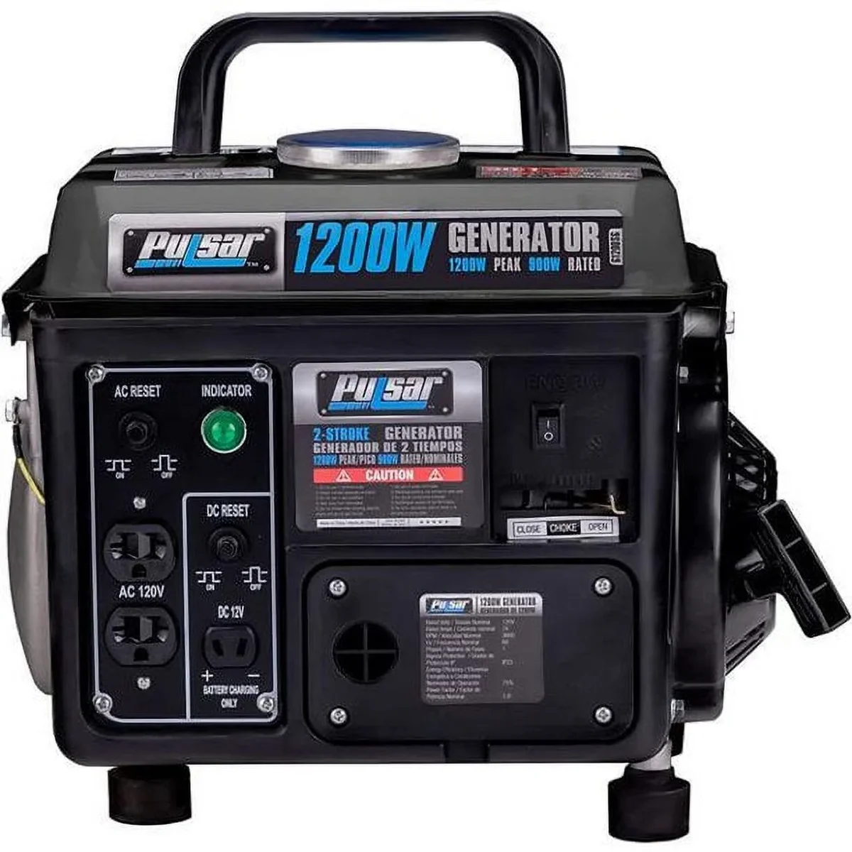 Pulsar G1200SG Portable Gas-Powered Generator with Carrying Handle, 1200W, Black/Gray 8050