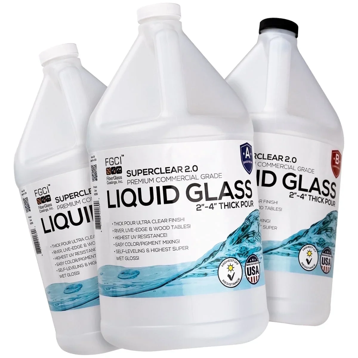 Superclear Liquid Glass Deep Pour Epoxy Resin 3 Gallons Kit, 2-4 Inch Clear Casting Resin for River Tables, Live Edge Wood, Large Molds, Food Saf 6170