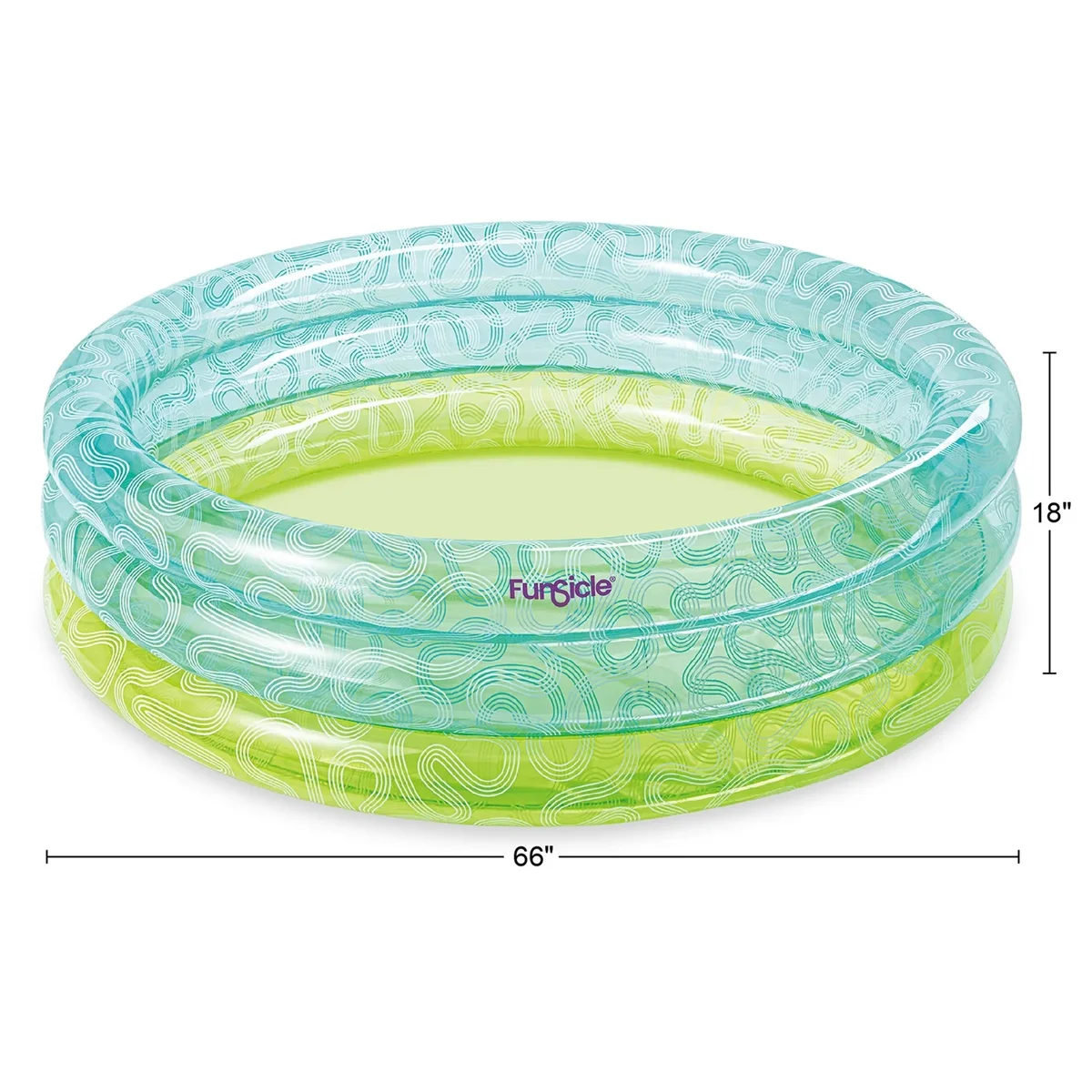 Funsicle Lagoon Blue Squiggle 3-Ring Inflatable Swimming Pool, Round, Age 6 & up 1471