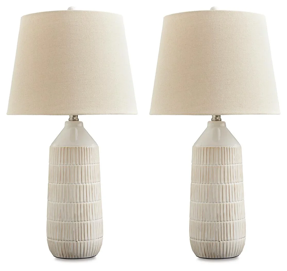 Signature Design by Ashley Willport Contemporary 27" Ceramic Table Lamp, Set of 2, Off White 2908