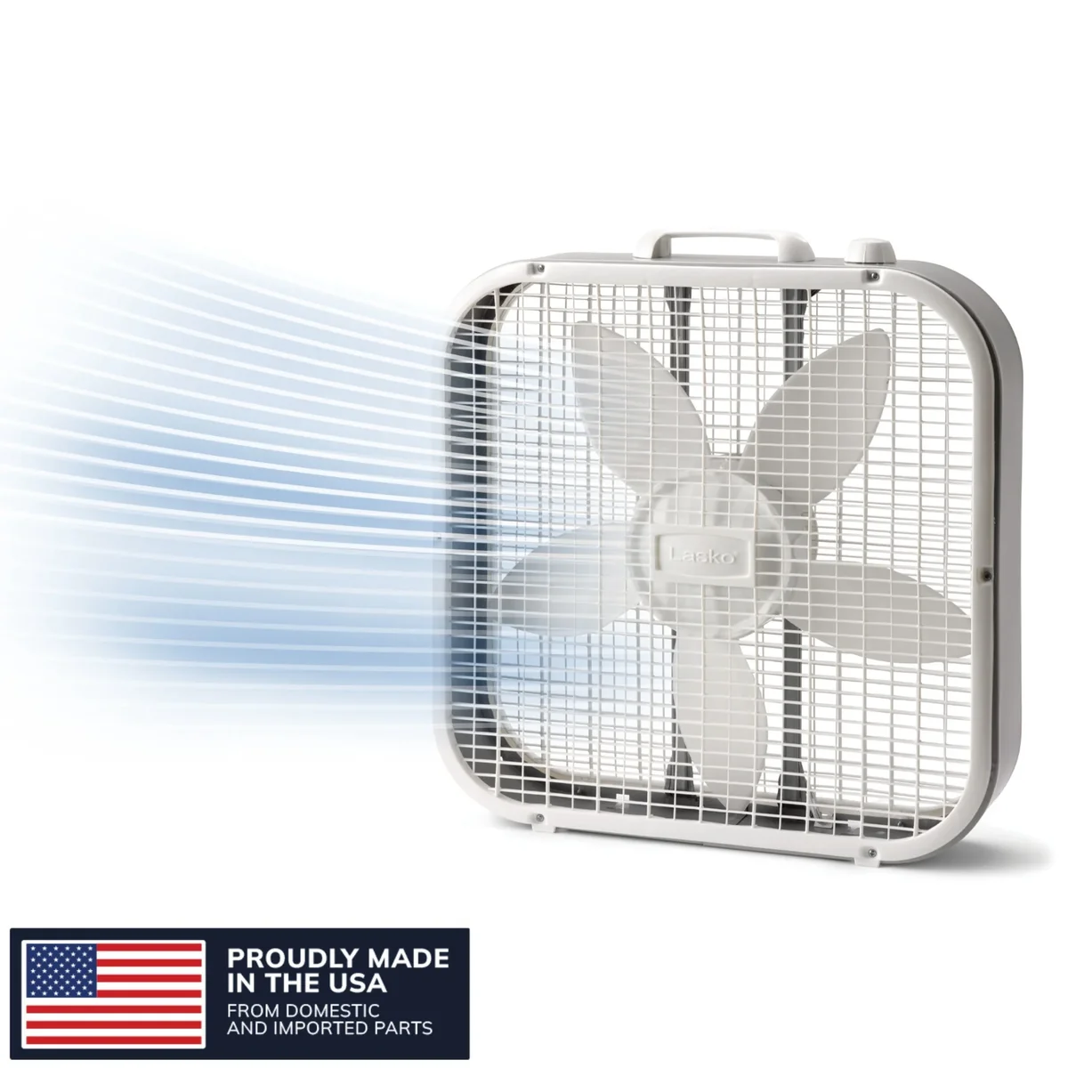 Lasko 20" Classic Box Fan with Weather-Resistant Motor, Portable Cooling Floor or Window Fan, 3 Speeds, White, B20200 7694