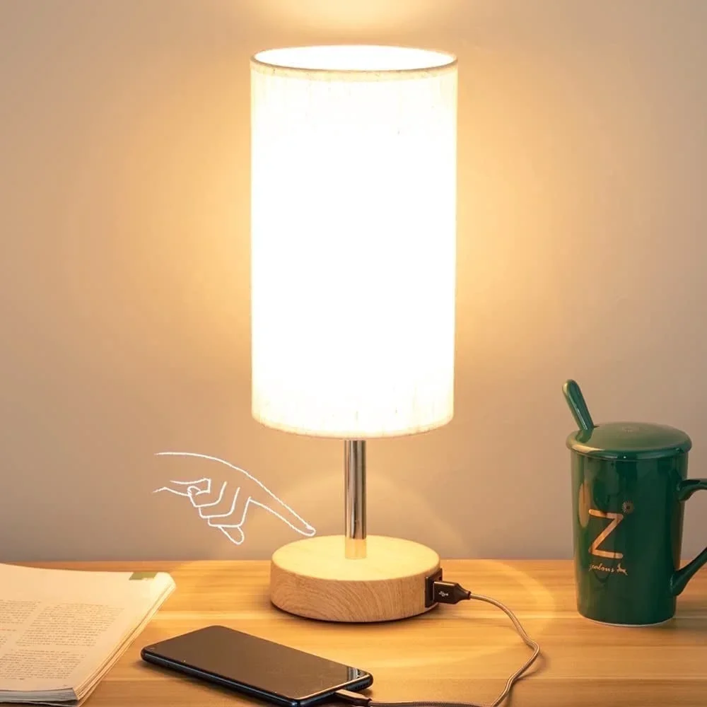 Yarra-Decor Touch lamps for bedside table lamp,3 Way Dimmable Light Touch Lamp,USB Fast Charging Ports,for Bedroom, Living Room, Office 1070
