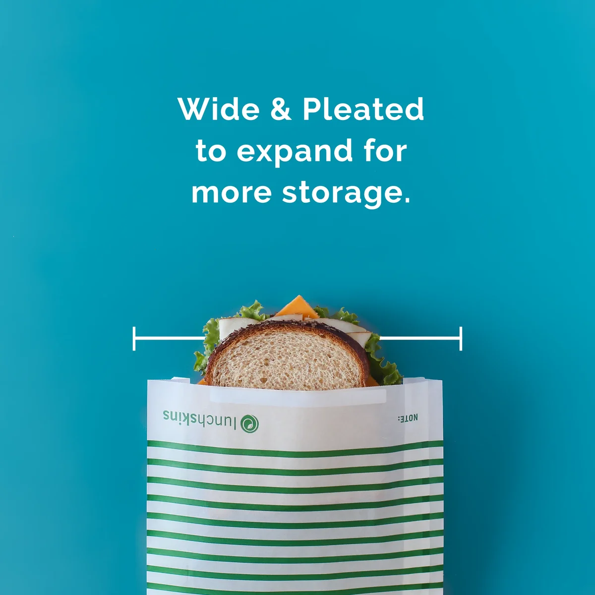 Lunchskins Recyclable & Sealable XL Sandwich Bags – 50 Count | Stripe Design | Eco-Friendly Food Storage Bags Made from Grease-Resistant Glassi 5198