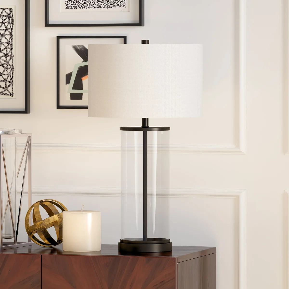 Everdaily Essentials 28" Traditional Metal Table Lamp with White Drum Linen Shade Ref. 2746