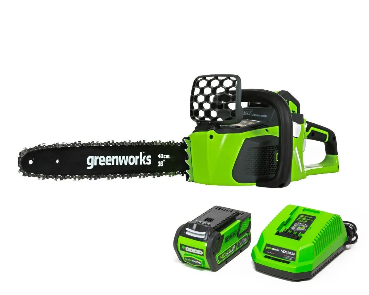Greenworks 40V 16-inch Cordless Brushless Chainsaw with 4Ah Battery and Charger, 20312 0750