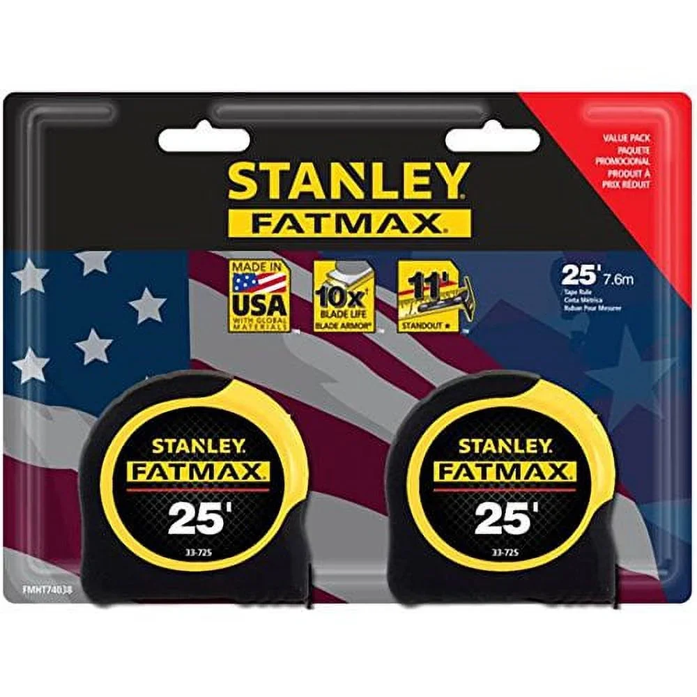 BOSTITCH STANLEY CONSUMER TOOLS Fatmax Tape Measure, 25-Ft., 2-Pk. FMHT74038 1832