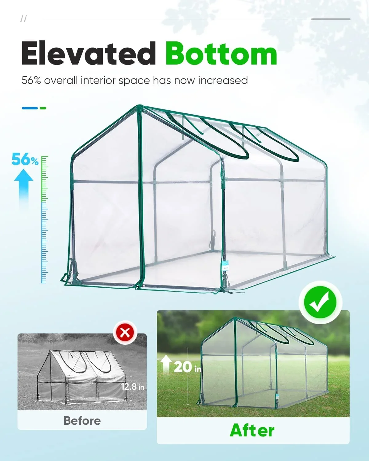 Everdaily Essentials 71"x36"x36" Portable Mini Cloche Greenhouse, Waterproof UV-Resistant Hot House for Indoor Outdoor (Clear) 8868