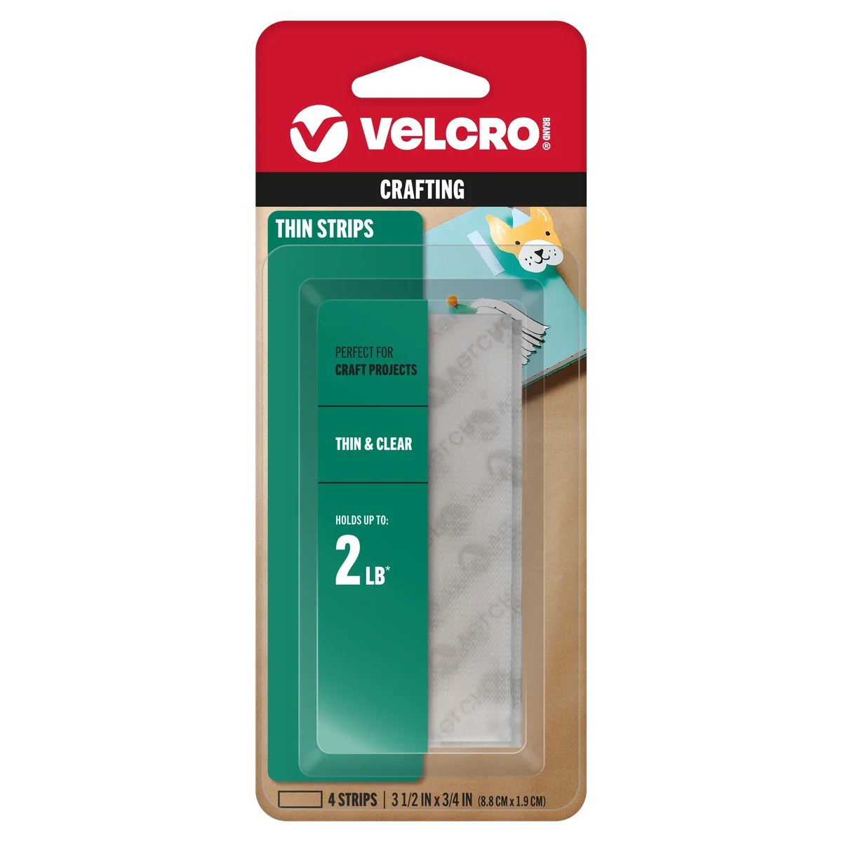VELCRO Brand Thin General Purpose Tape | General Purpose/ Low Profile | Perfect for Home or Office | 3 1/2in x 3/4in Strips, Clear (91327) 4939