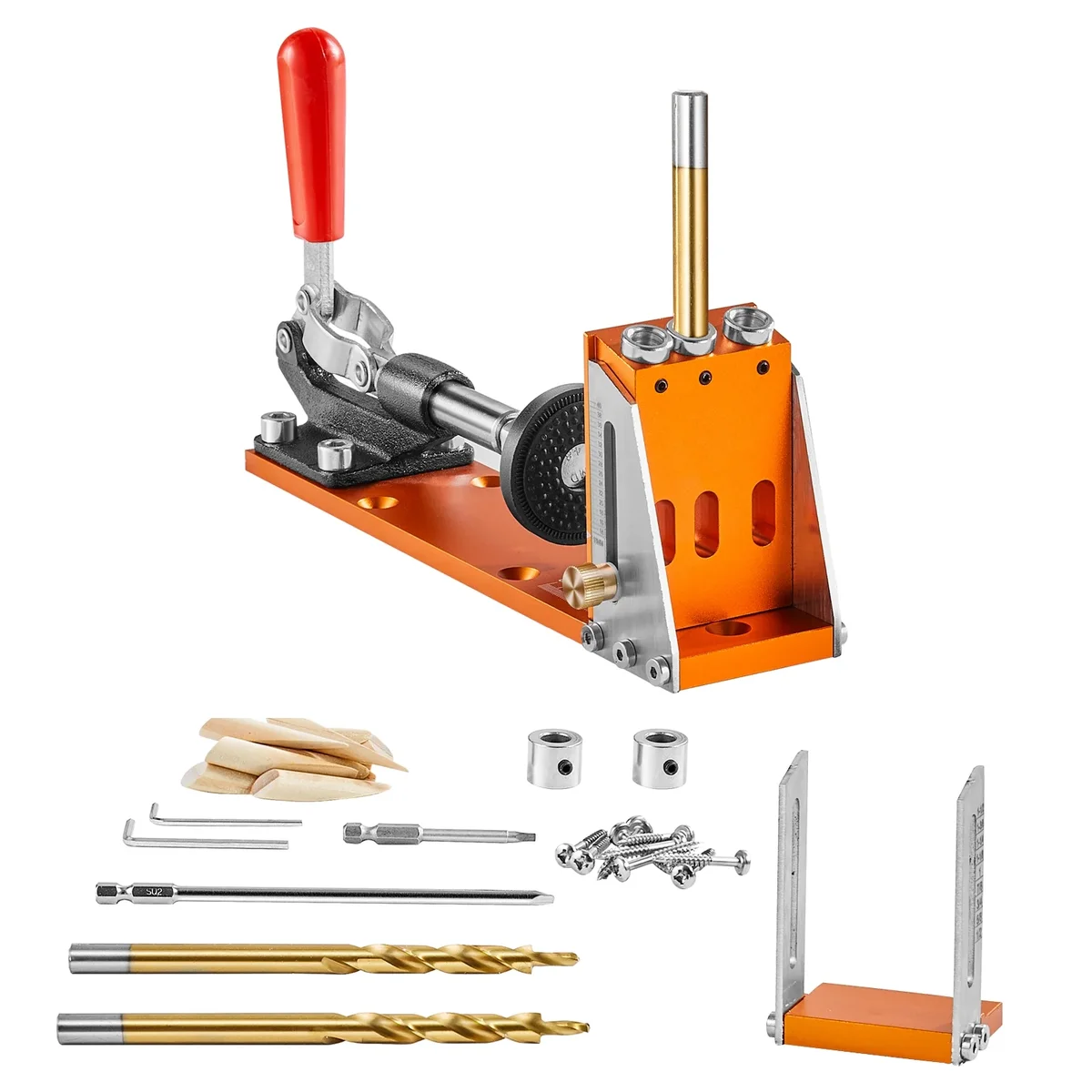 KFFKFF Pocket Hole Jig Drill with Step Drills Wrenches and Square Drive Bits, 4 lbs, 30 Pieces 3847