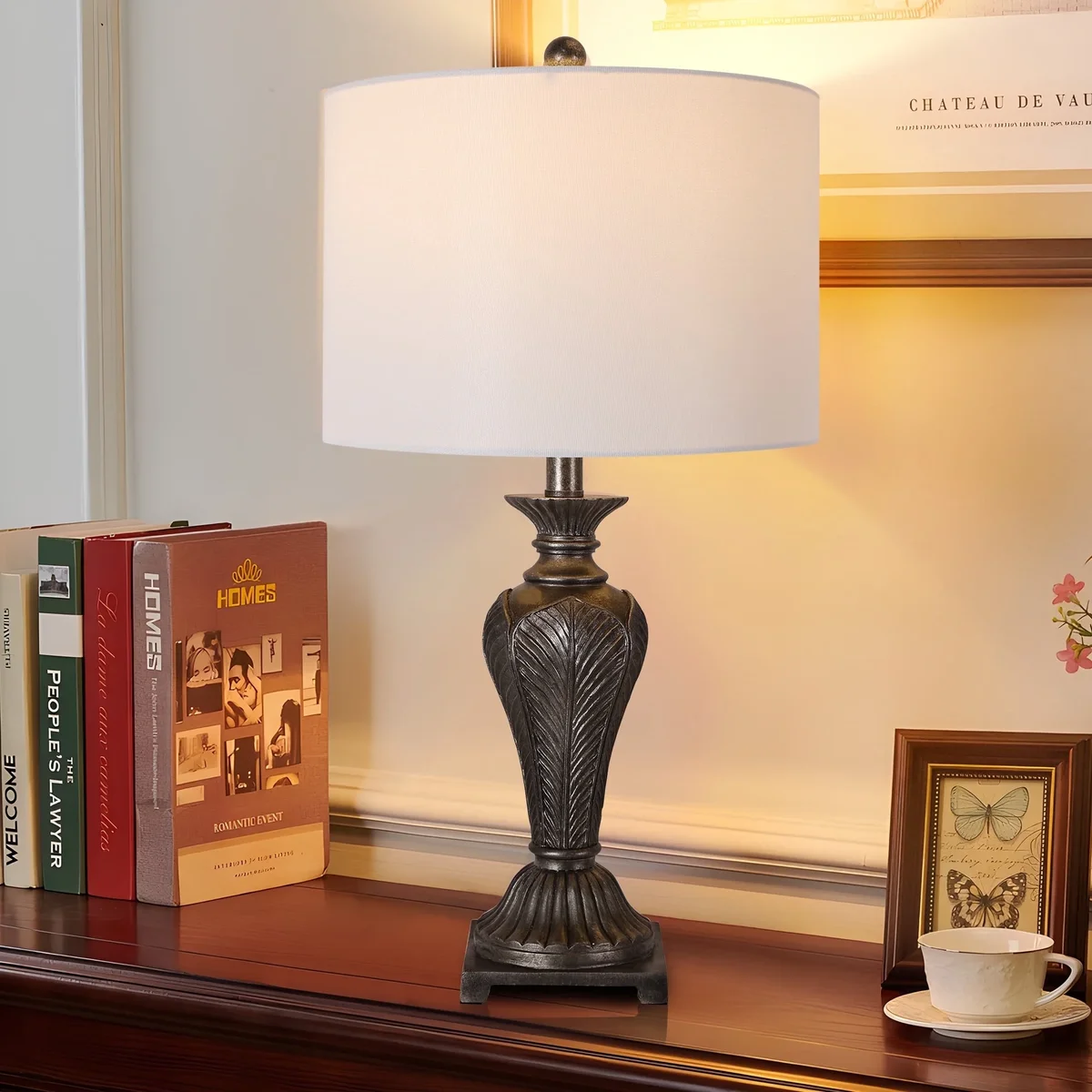 SparkGlowy 25'' Resin Table Lamp, 1 Pack Living Room Bedroom Lighting Table Lamp for Home Decoration 2333