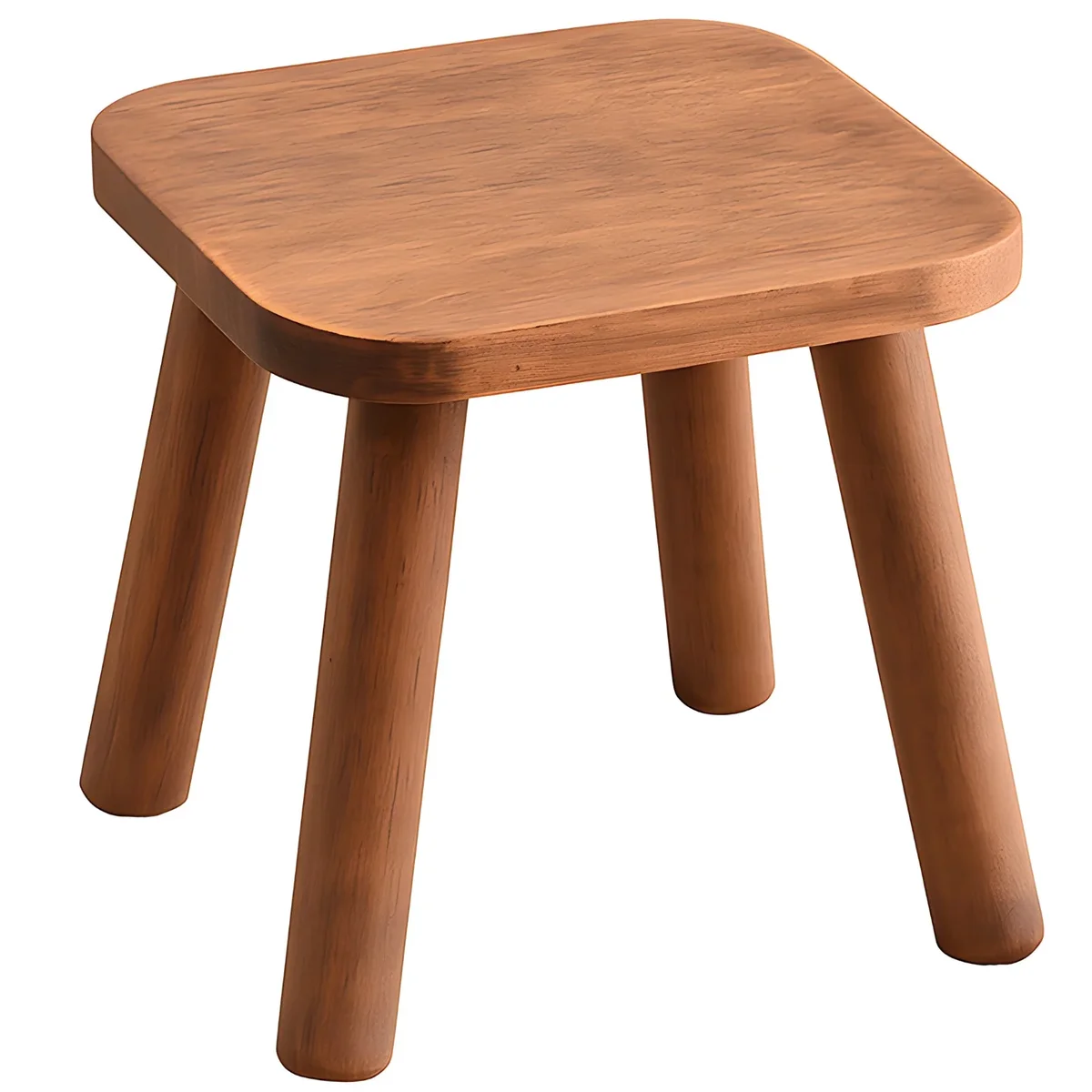 toyokar Solid Wood Stool, Square Design with Cylindrical Legs, Wooden Step Stool, Sturdy and Strong, Ideal for Little Ones, Low Spaces, Multi-Purpose Use 6634