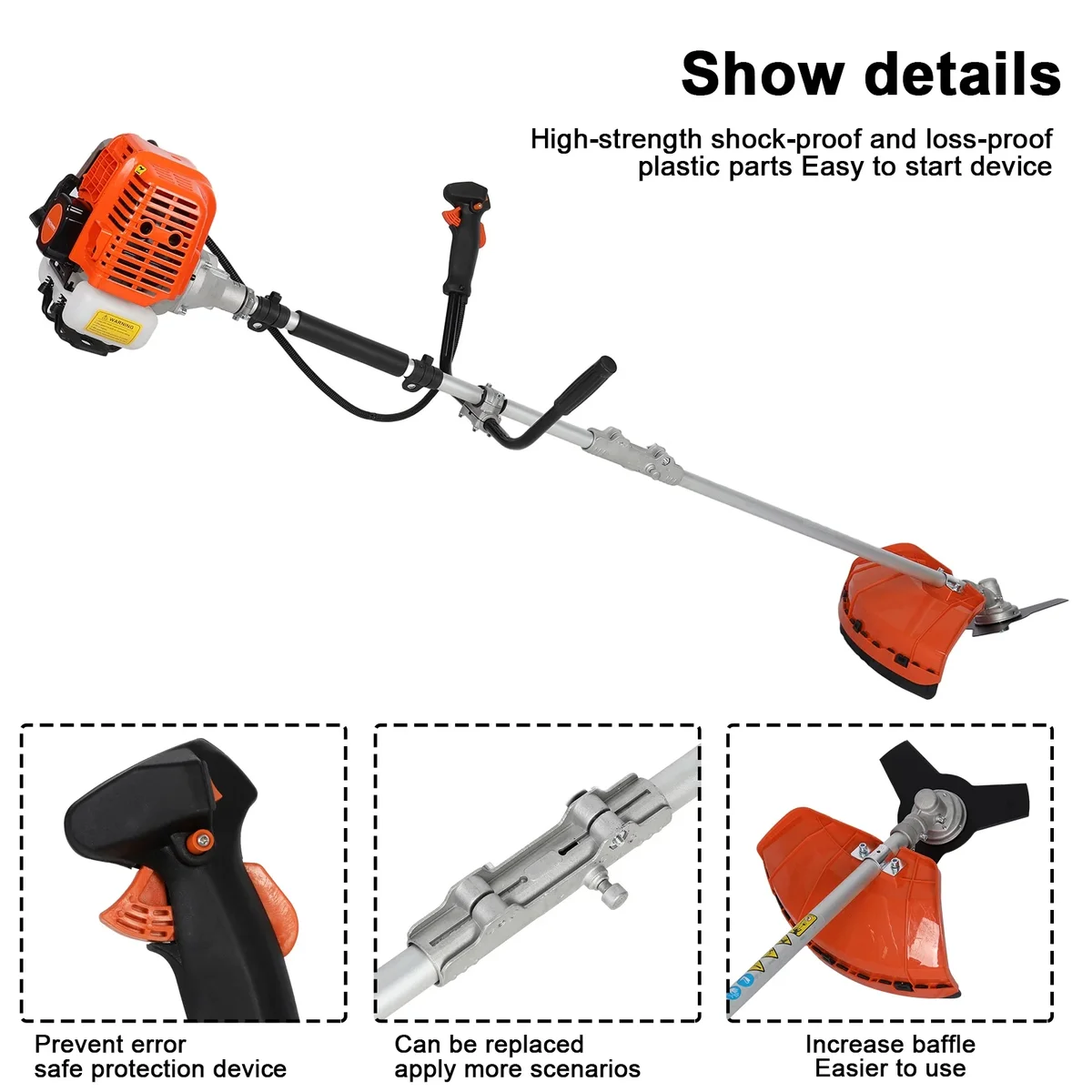 JNXYL 52cc Weed Eater/Grass Trimmer, 2-Stroke Gas Backpack Shrub Grass Trimmer, With Oil Can, for Garden, Lawn Trimming Tool 5180