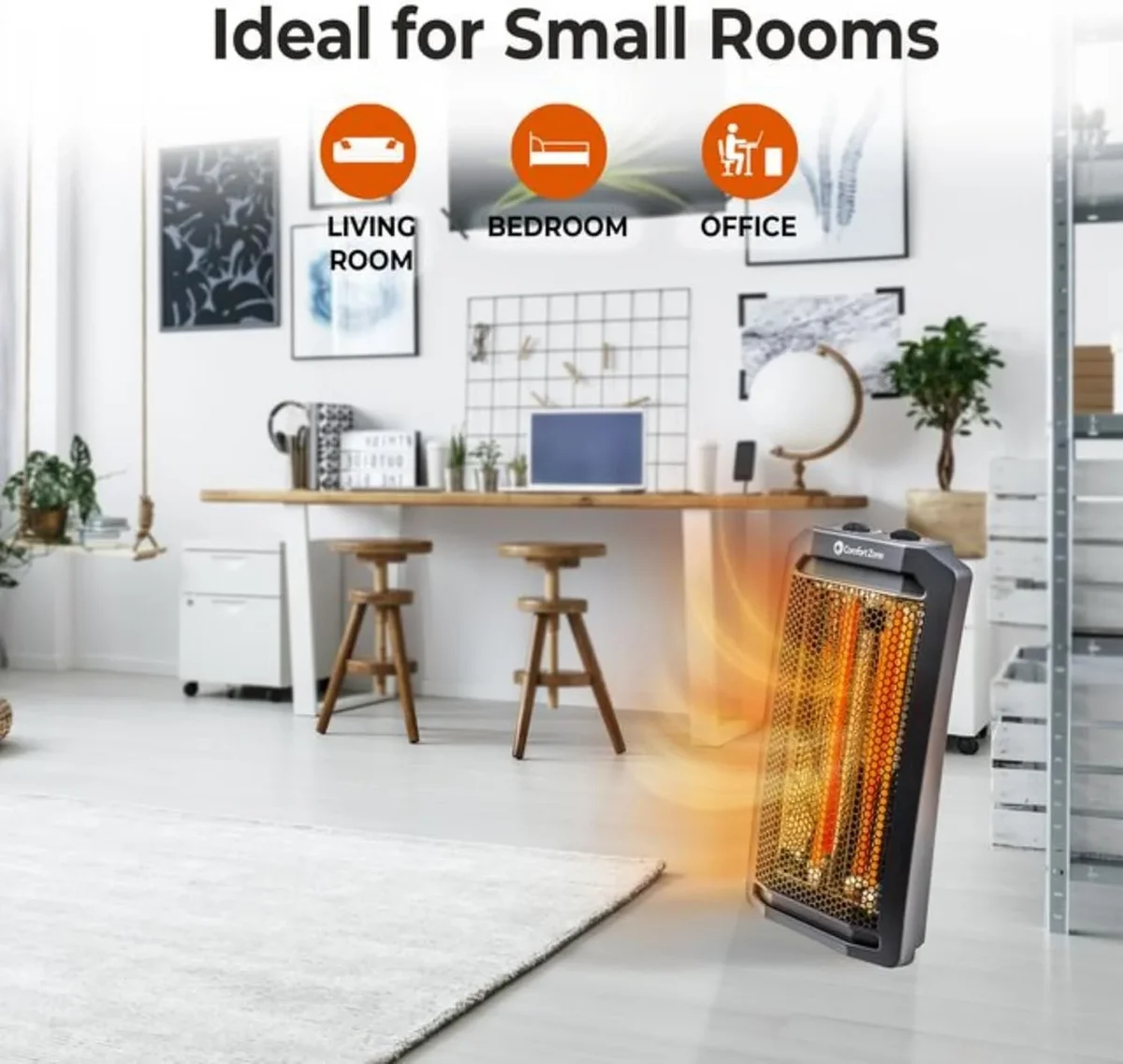 Everdaily Essentials 1500W Corded Electric Space Heater, 2 Heat Settings, Automatic Shutoff, for 350 sq ft Ref. 0578