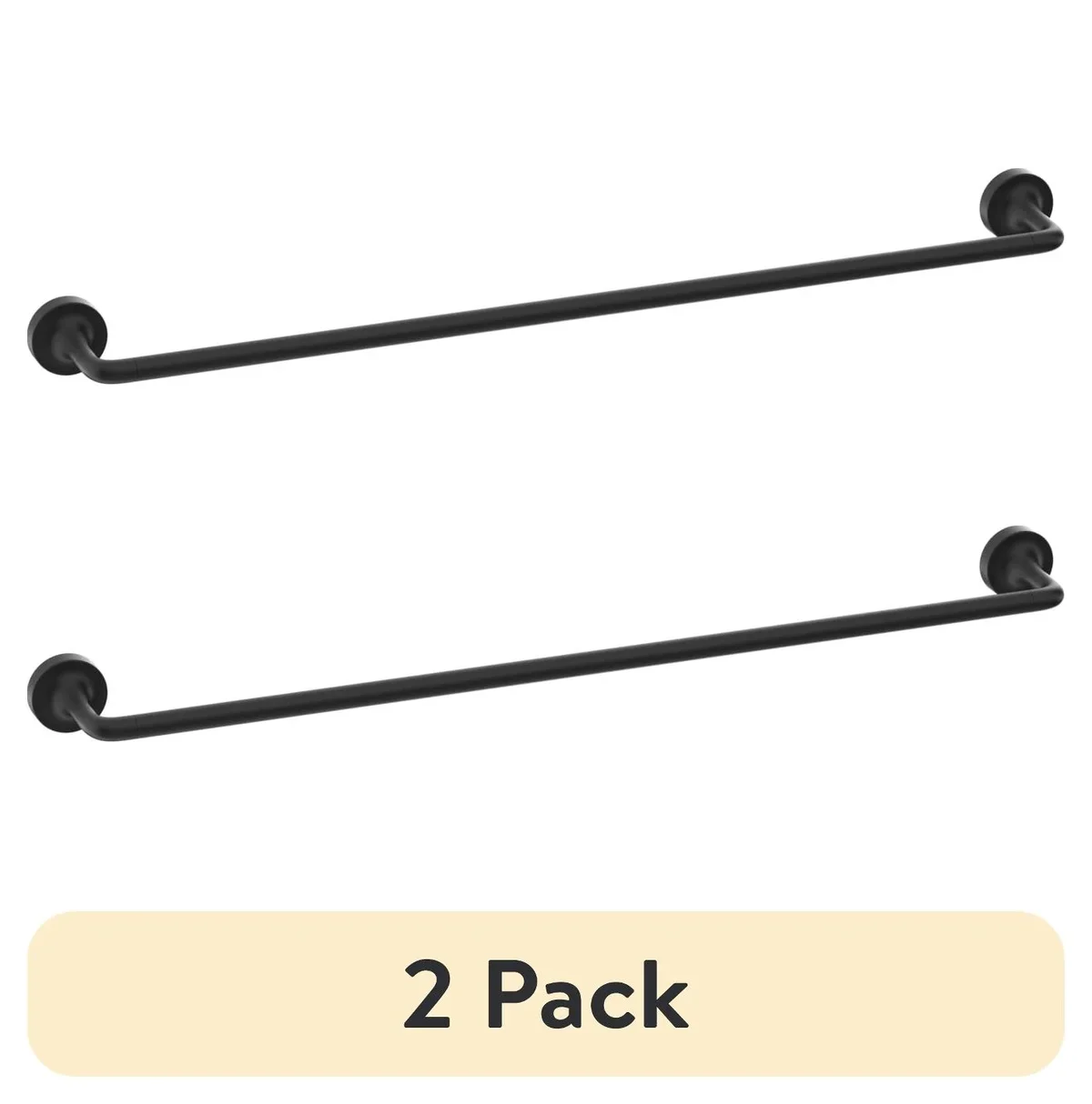 Everdaily Essentials (2 pack) Clean Modern Collection 24" Wall Mount Towel Bar Matte Black 6694