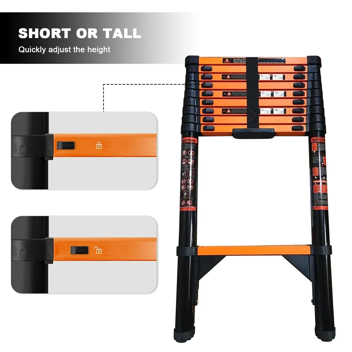 stusgo 12.8FT Telescoping Ladders, 3.9M Carbon Steel Extension Ladder, Heavy Duty 330lbs Capacity 8777