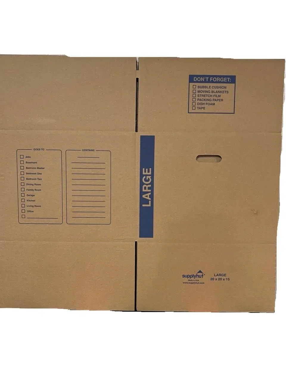 supplyhut 10 - Pack Large Cardboard Moving Boxes 20x20x15 32 ECT With Handles 3795