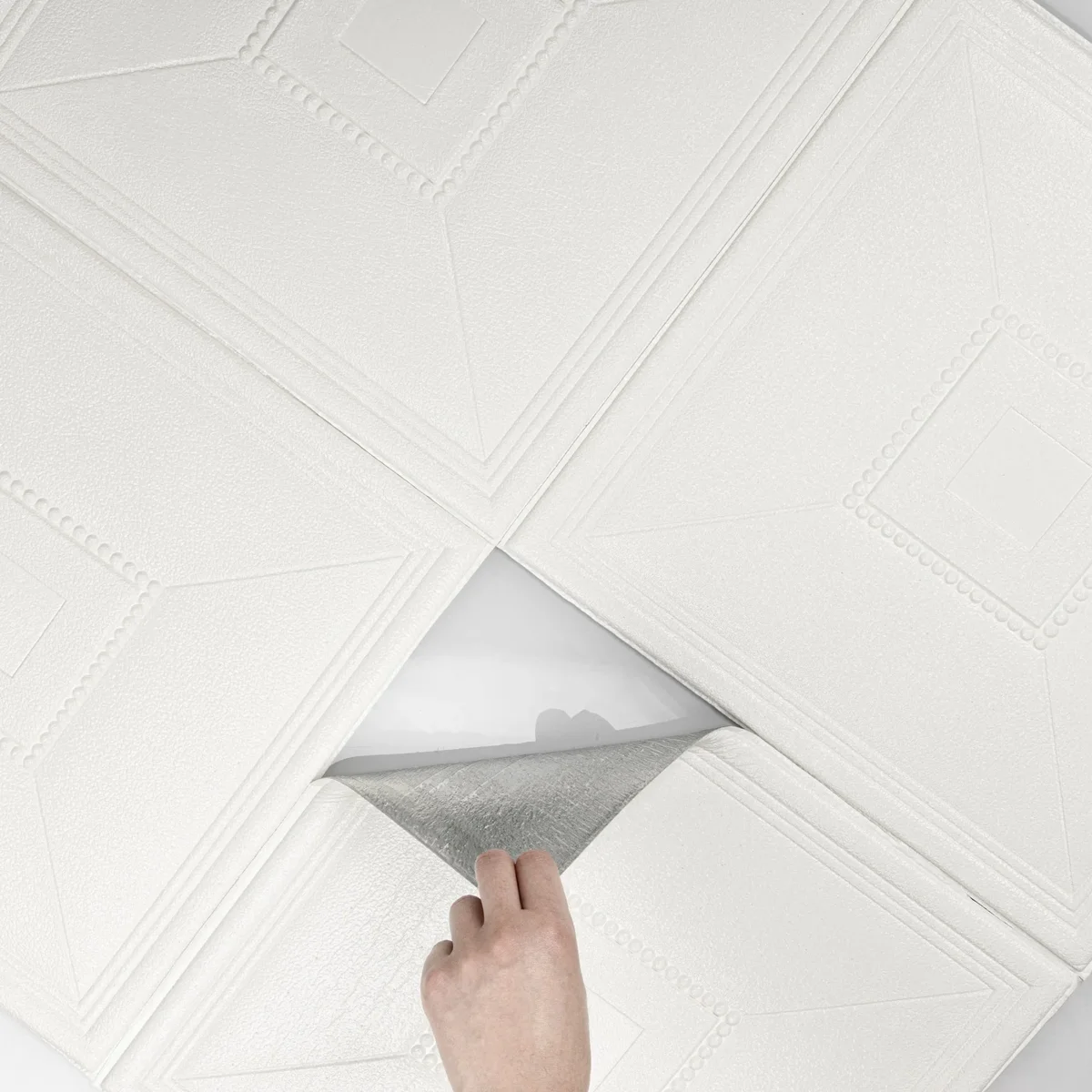 Abyssaly Peel and Stick Ceiling Tile 13.7" x 13.7" 16 Pcs White Ceiling Tile Coverage Area 21 sq.ft, Easy to Install for Ceiling and Wall, Plain  8553