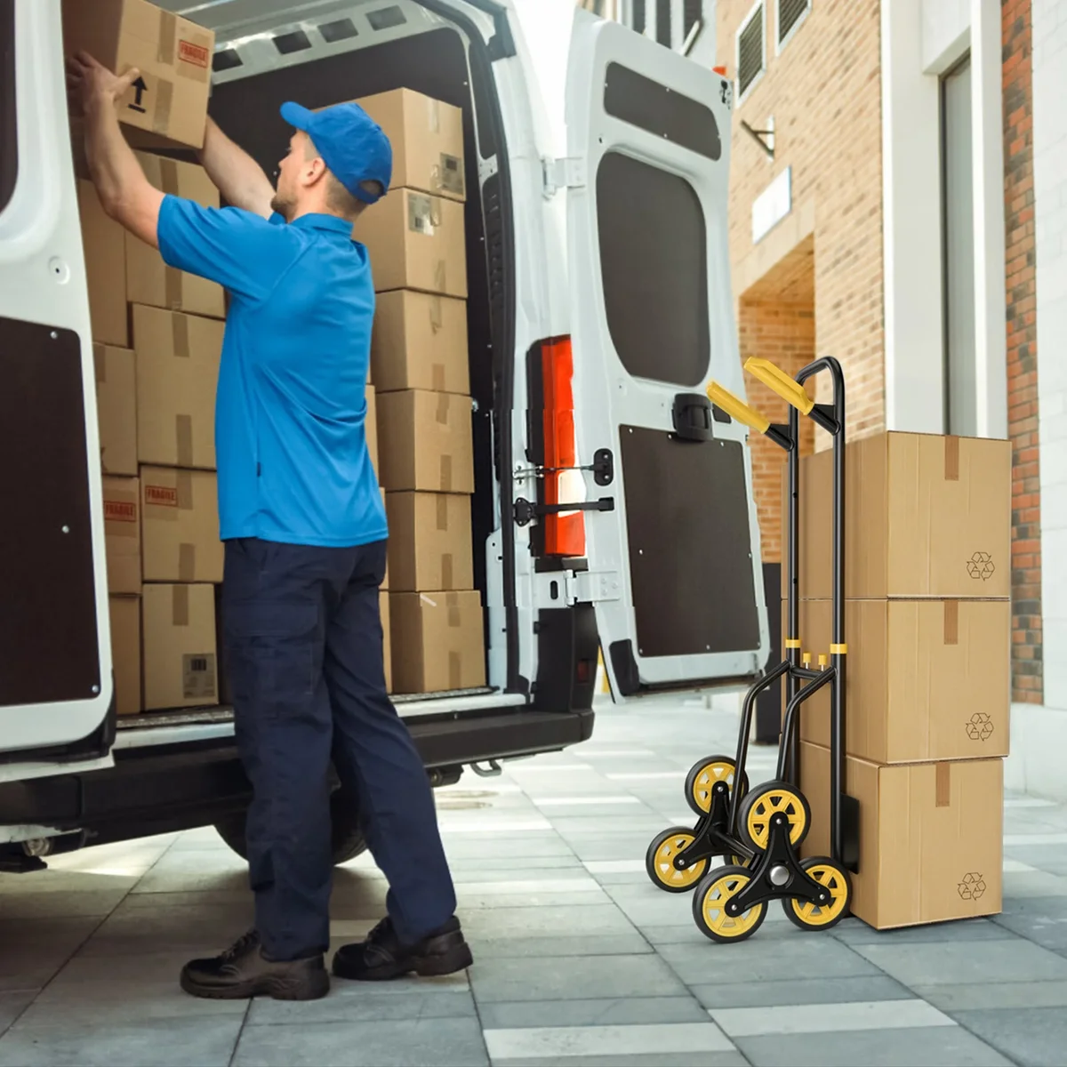Costway Stair Climber Hand Truck with Telescoping Handle and Rubber Wheels 350 Lb Capacity 5243