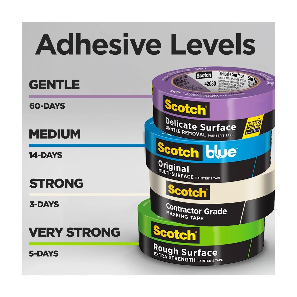 Scotch Contractor Grade Masking Tape, 1.88 in x 60.1 yd, Tan, 3 Rolls 6701