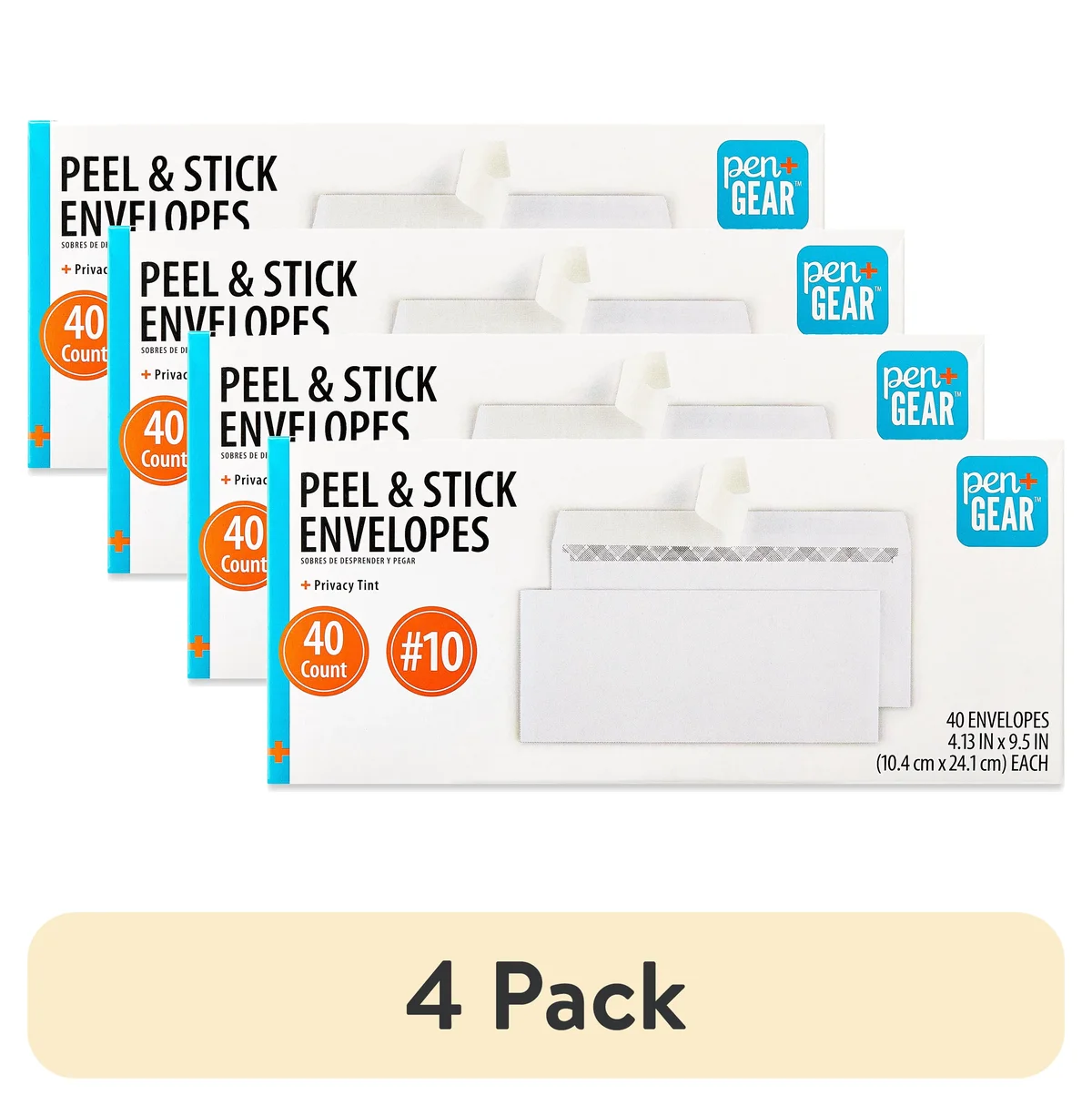 Pen+Gear (4 pack) PEN + GEAR #10 Privacy Tint Peel and Stick Envelopes, White, 4.13 in x 9.5 in, 40 Count 2730