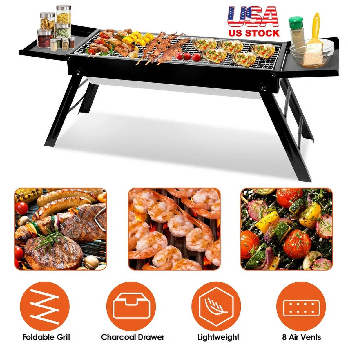 Taimu TM Portable BBQ Griddle, Foldable Kabob Barbecue for Outdoor Hibachi BBQ Lamb Skewer Camping Barbecue Grill in Garden Backyard Party Picnic Travel�� 5364
