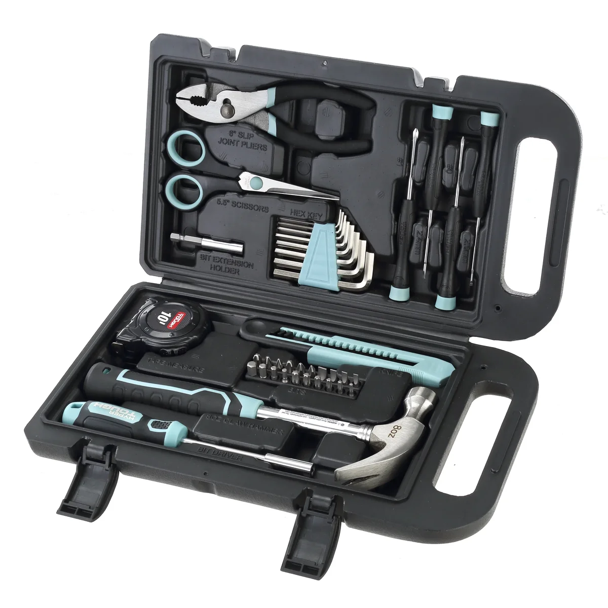 Hyper Tough 40-Piece Seafoam Household Tool Kit for Basic Repairs and DIY Projects 1189