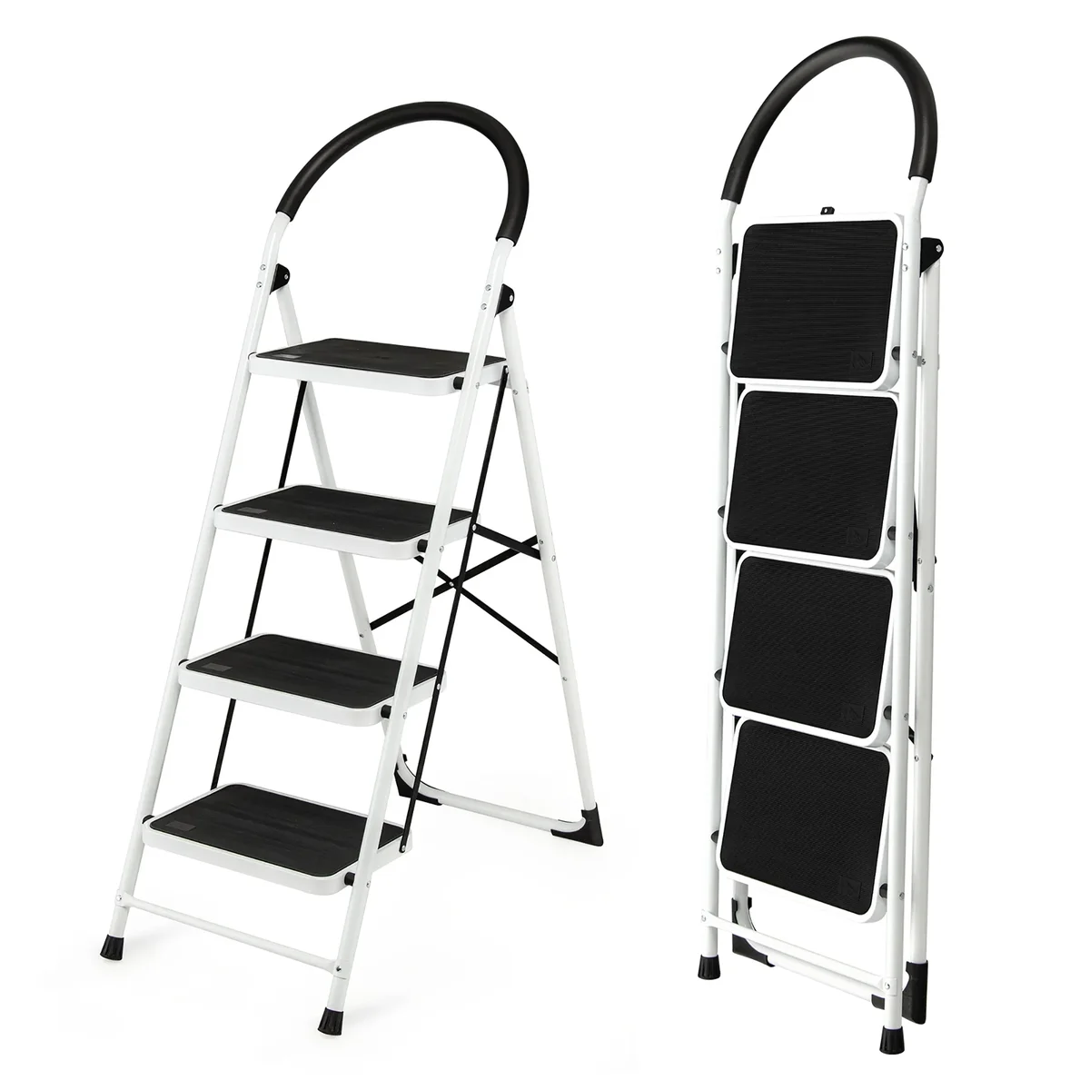Costway 4 Step Ladder Folding Stool Heavy Duty 330Lbs Capacity Industrial Lightweight 2907