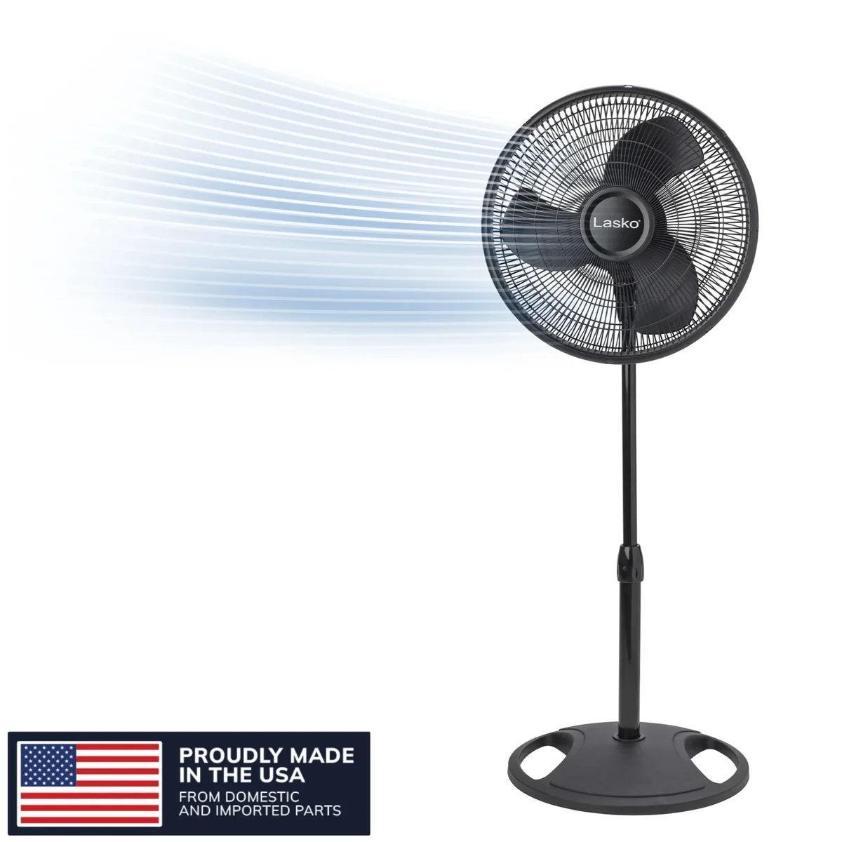 Lasko 16" Oscillating Pedestal Fan with Adjustable Height and Tilt-Back Head for Whole Room Cooling, Black, S16500 2306