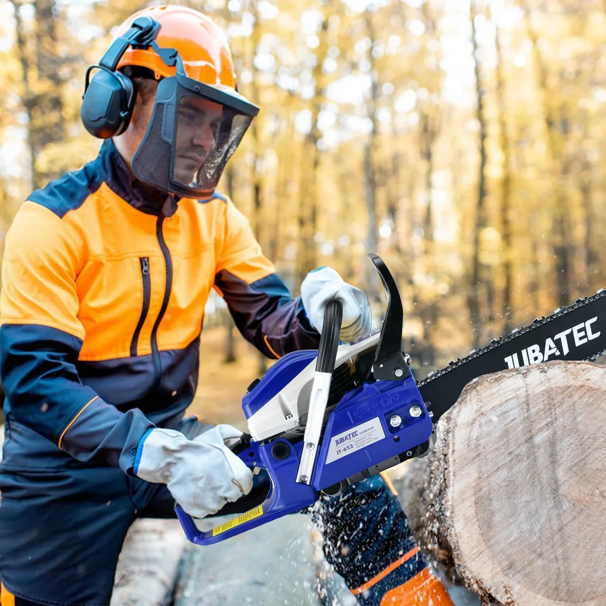 JUBATEC 58cc Gas Chainsaw 2-Cycle Engine Gas Powered Chainsaws 20 Inch Petrol Handheld Cordless Gasoline Chain Saw for Cutting Wood Tree Trimming Farm Ga 9217