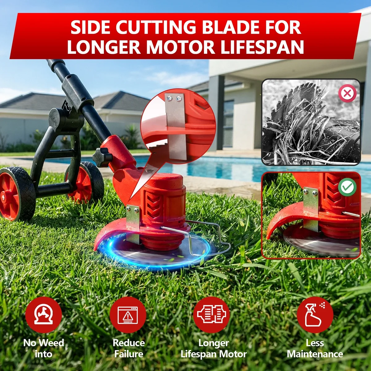 Tanbaby 6 inch Weed Eaters Cordless with Metal Wheels, 3-in-1 Battery Powered Grass Trimmer & String Trimmer/Edger Kit for Lawn Garden Pruning/Tr 1245
