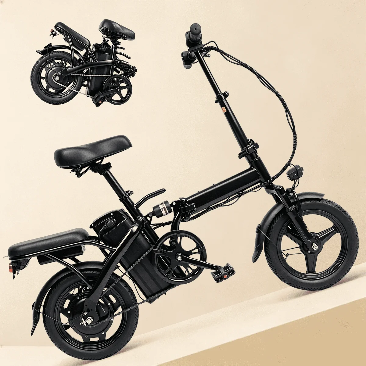 OwnGold 14" Electric Folding Bike for Adults,432Wh Removable Battery,500W Motor, 20MPH 20+ Miles Range,Mini Ebike for City Commuter, UL2849 2300